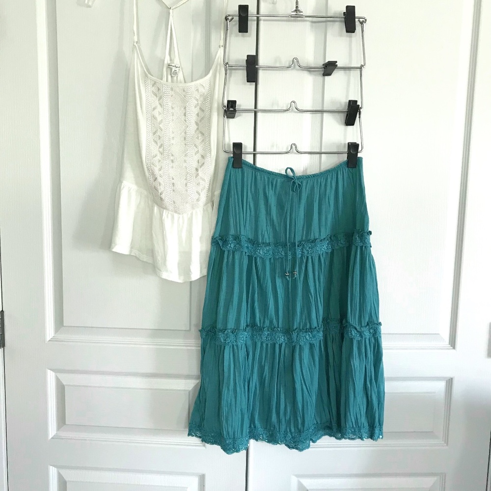 Bundle: American Eagle Outfitters Ivory Top PLUS Boho Skirt
